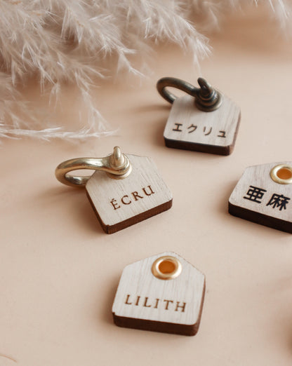 EMA // wooden hut pet tag
